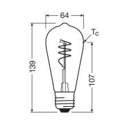 OSRAM LED Vintage ST64 E27 3,4W 927 Spiral Filament klar