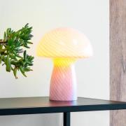 Dyberg Larsen Mushroom bordslampa, rosa, höjd 23 cm, glas