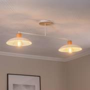 EMIBIG LIGHTING Taklampa Kobe, 2 lampor, stål, trä, vit