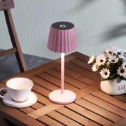 Lindby LED-batteridriven bordslampa Esali, rosa, metall, IP54