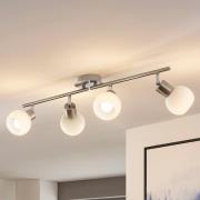 Lindby taklampa Elaina, 70 cm, 4 lampor, nickel, glas, E14