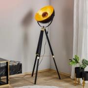 EGLO Golvlampa Covaleda med trebent stativ svart/guld