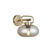 Lucea Rolan vägglampa, mässingsfärgad, Ø 19 cm, höjd 21 cm, glas