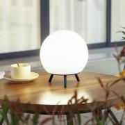 Lindby LED-uppladdningsbar bordslampa Aurilia, svart/vit, järn, IP44