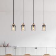 Globo Pendellampa Reid, 4 lampor, svart/rök