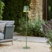 Lindby LED solcellsgolvlampa Hilario, grön, järn, uppladdningsbart bat...