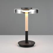 Trio Lighting LED-bordslampa Celeste krom/trä 35 cm glas/metall Touchd...