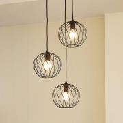 Lindby hänglampa Danika, rund, Ø 50 cm, svart, metall