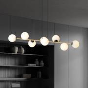 Euluna Hänglampa Glassy, 8 lampor, svart/guld/opal