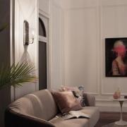 Quintiesse Kimrose vägglampa, 1-ljus, polerad nickel