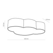 TK Lighting Taklampa Cloud, rosa, 63 cm lång, textil, moln, E27