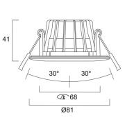 Sylvania inbyggnadslampa Obico 68, krom, IP65, CCT, dimbar