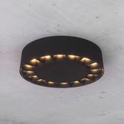 Lucande LED utomhustaklampa Kelissa, rund, svart