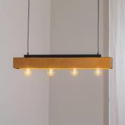 Luminex Taklampa Miluza, svart/brun, längd 76 cm, trä, 4 lampor.