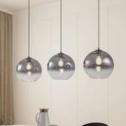 Lucande hänglampa Brillar, rökgrå, glas, 3 lampor, 128cm