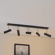 Luminex Axion taklampa, 5 lampor, svart/guld, lång, stål