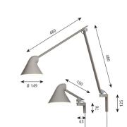 Louis Poulsen NJP LED-vägglampa kort arm, ljusgrå