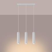 SOLLUX LIGHTING Carbon pendellampa, vit, längd 45 cm, aluminium, 3 lam...