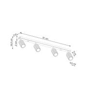 SOLLUX LIGHTING Carbon takspotlight, vit, längd 81 cm, aluminium, 4 la...