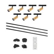 Lindby Lumaro skensystem, spotlights, 7 lampor, guld, Ø4cm,48V,dimbar
