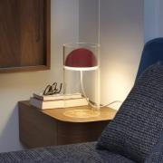 Oluce LED-bordslampa Medusa, röd, glas, höjd 30 cm