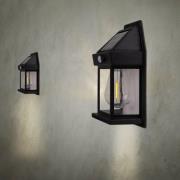 Näve LED-utomhusvägglampa Mira, sensor, svart, 2-pack IP44