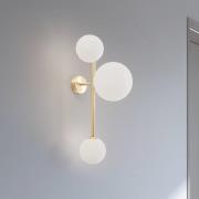 ALDEX Vägglampa Joel, mässing/vit, 3 lampor