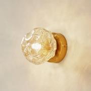 Lindby vägglampa Piatra, bärnsten/mässing, glas, Ø 16 cm, G9