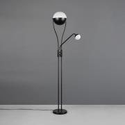 Trio Lighting LED-golvlampa Chris, svart, metall, läslampa, dimmer