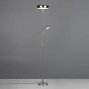 Reality Leuchten LED-golvlampa Palermo, matt nickel, fjärrkontroll, mi...