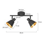 Steinhauer Takspotlight Oeroe, 2 lampor, svart, metall, E14