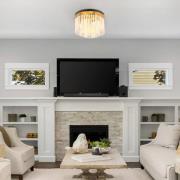 Globo Taklampa Gorley, guldfärgad/opal, Ø 32 cm, metall/glas