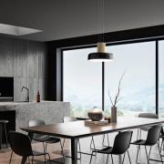 Fabas Luce LED-pendellampa Lunar, svart/guld, glas, CCT, dimbar