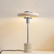 Lindby bordslampa Branford, 46 cm, beige, metall/travertin