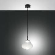 Fabas Luce LED-pendellampa Deva, klar, glas, Ø 25 cm, CCT, dimbar