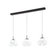 Fabas Luce LED-pendellampa Deva, 3 lampor, 115 cm, klar, CCT, dimbar