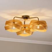 Euluna taklampa Tornado, guldfärgad, 3 lampor