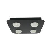 Lindby taklampa Jyla, svart, 4.200 K, 4 lampor, lins