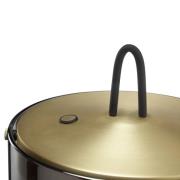 Brilliant LED-bordslampa Lumeo, Ø 21 cm, mässingsfärgad/rökgrå