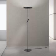 ORION LED-golvlampa Teide, svart, metall, läslampa, dimmer