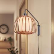 Lindby vägglampa Davella, Ø 26 cm, svart, bambu, textil