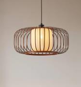 Lindby pendellampa Davella, Ø 50 cm, bambu, textil