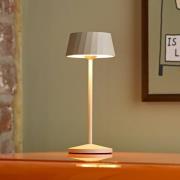 Sigor LED-bordslampa Facetta, beige, 22 cm, metall, CCT IP44