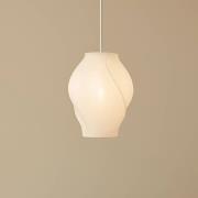 Lucande hänglampa Tovina, textil, vit, Ø35cm