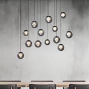 PURE LED-hänglampa Popup, grå/rökgrå, 100 cm, 13-fl.