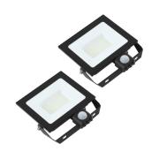Prios utomhus LED-spot Maikel, 50 W, metall, sensor, 2-pack