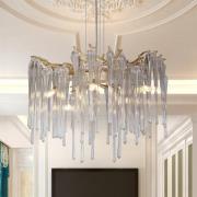 Searchlight Hänglampa Heritage, Ø 50 cm, guldfärgad/klar, glas