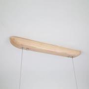 Searchlight LED-pendellampa Kenzie, längd 60 cm, ljusbrun, trä, CCT