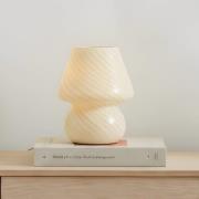 Lindby Andriana bordslampa, gul/vit, glas, Ø 15 cm