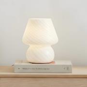 Lindby Andriana bordslampa, vit, glas, Ø 15 cm